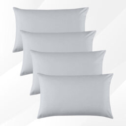 Bedlooms Dyed Pillowcase 2 Pair- Soft Plain Pillow Covers Silver Envelop Closure - Easy Care Pillowcase Bedding Set 50X75 Cm - thumbnail 1