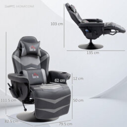 Homcom Massage Recliner Chair With Remote, Pu Leather Recliner Armchair Grey - thumbnail 3