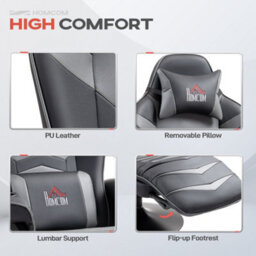 Homcom Massage Recliner Chair With Remote, Pu Leather Recliner Armchair Grey - thumbnail 6