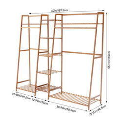 Thehotsale Trapezoid Bamboo Garment Rack With 5 Tier Storage Shelves Natural - thumbnail 9