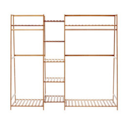 Thehotsale Trapezoid Bamboo Garment Rack With 5 Tier Storage Shelves Natural - thumbnail 4