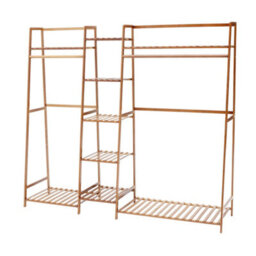 Thehotsale Trapezoid Bamboo Garment Rack With 5 Tier Storage Shelves Natural - thumbnail 3