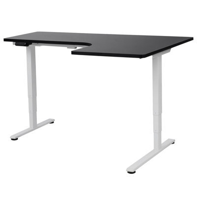 Beliani Electric Adjustable Corner Desk Destines Black/ White 160 Cm 109 Cm Right Hand - image 1