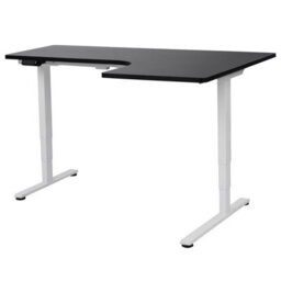 Beliani Electric Adjustable Corner Desk Destines 160 Cm 109 Cm Black/ White Right Hand