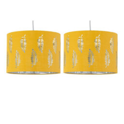 First Choice Lighting Set Of 2 Fern Ochre Cut Out 30Cm Pendant Lightshades - thumbnail 1