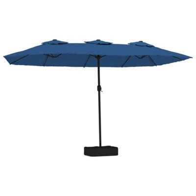 Berkfield Elegant Double-Head Garden Parasol Azure Blue 449X245 Cm