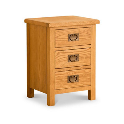 Lanner Oak 3 Drawer Bedside Table Fully Assembled - By Roseland Furniture - image 1