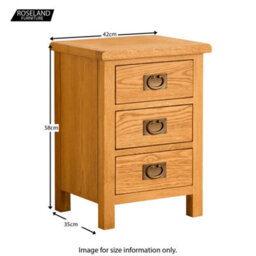 Lanner Oak 3 Drawer Bedside Table Fully Assembled - By Roseland Furniture - thumbnail 8