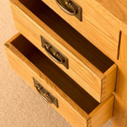 Lanner Oak 3 Drawer Bedside Table Fully Assembled - By Roseland Furniture - thumbnail 6