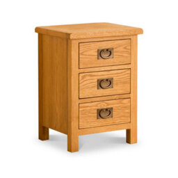 Lanner Oak 3 Drawer Bedside Table Fully Assembled - By Roseland Furniture - thumbnail 1
