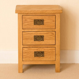 Lanner Oak 3 Drawer Bedside Table Fully Assembled - By Roseland Furniture - thumbnail 4