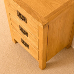 Lanner Oak 3 Drawer Bedside Table Fully Assembled - By Roseland Furniture - thumbnail 7