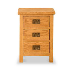 Lanner Oak 3 Drawer Bedside Table Fully Assembled - By Roseland Furniture - thumbnail 2