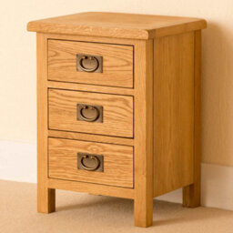 Lanner Oak 3 Drawer Bedside Table Fully Assembled - By Roseland Furniture - thumbnail 3