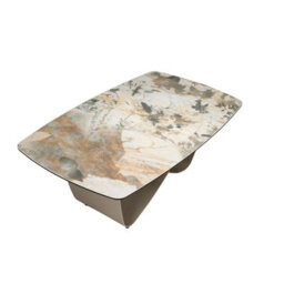 Angel Cerda Stylish Oval Coffee Table With Porcelain Marble Top And Taupe Steel Legs - thumbnail 6
