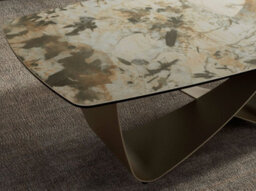 Angel Cerda Stylish Oval Coffee Table With Porcelain Marble Top And Taupe Steel Legs - thumbnail 4