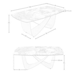 Angel Cerda Stylish Oval Coffee Table With Porcelain Marble Top And Taupe Steel Legs - thumbnail 7
