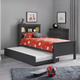 Julian Bowen Maine 90Cm Single Anthracite Black Bookcase Shelf Headboard Bed With Underbed Trundle - thumbnail 1