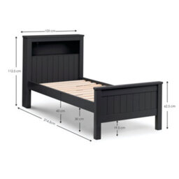 Julian Bowen Maine 90Cm Single Anthracite Black Bookcase Shelf Headboard Bed With Underbed Trundle - thumbnail 4