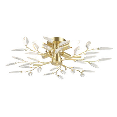 Happy Homewares Modern Brushed Gold Plated Branch Ceiling Light Fitting With Acrylic Leaves - image 1