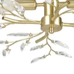 Happy Homewares Modern Brushed Gold Plated Branch Ceiling Light Fitting With Acrylic Leaves - thumbnail 2