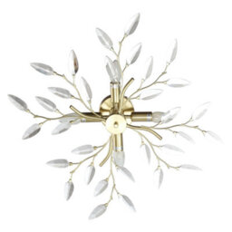 Happy Homewares Modern Brushed Gold Plated Branch Ceiling Light Fitting With Acrylic Leaves - thumbnail 5