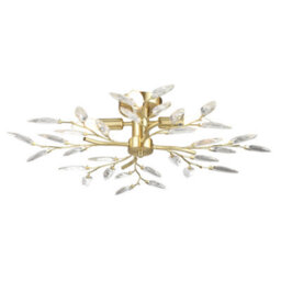 Happy Homewares Modern Brushed Gold Plated Branch Ceiling Light Fitting With Acrylic Leaves - thumbnail 4