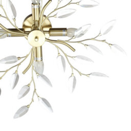 Happy Homewares Modern Brushed Gold Plated Branch Ceiling Light Fitting With Acrylic Leaves - thumbnail 8