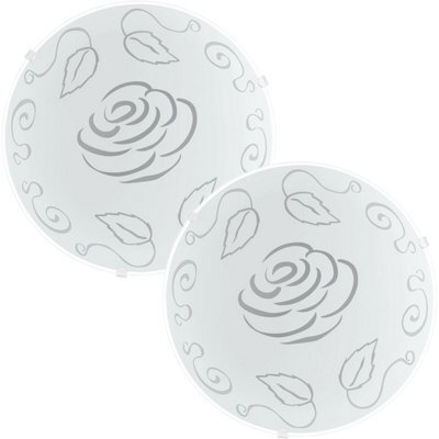 Elegant 2 Pack Wall Flush Ceiling Light With White Shade And Rose Design - image 1