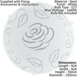 Elegant 2 Pack Wall Flush Ceiling Light With White Shade And Rose Design - thumbnail 2