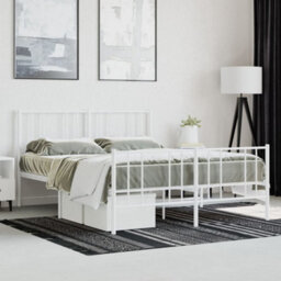 Berkfield Metal Bed Frame With Headboard And Footboard White 140X190 Cm - thumbnail 4
