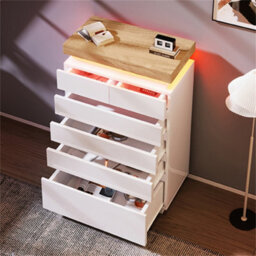 Abrihome High-Gloss White Sideboard Cabinet With 6 Drawers & App-Controlled Rgb Led Lights, Storage For Living Room 115X73X39 Cm - thumbnail 1