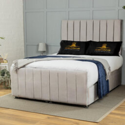 UKBEDFURNITURE Belvoir Plush Silver End Opening Divan Ottoman Bed With 54 Inch Headboard - thumbnail 1