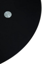Orsina Black Glass And Gold Hourglass Base Dining Table, Modern Black And Gold Round Dining Table For Modern Homes - thumbnail 4