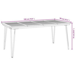 Berkfield Garden Table With Hairpin Legs 180X90X75 Cm Solid Wood Acacia - thumbnail 8