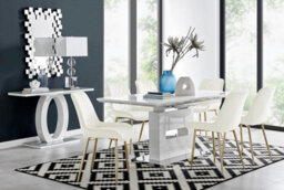 Furniturebox Uk Arezzo Large Extending Dining Table And 6 Cream Pesaro Gold Leg Chairs