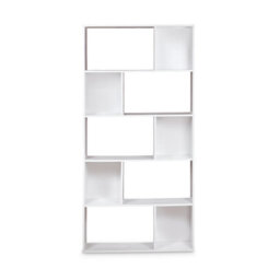 Sweeek. 5-Shelf Bookcase With 10 Compartments Pieter White 83X23.4X173 Cm - thumbnail 8