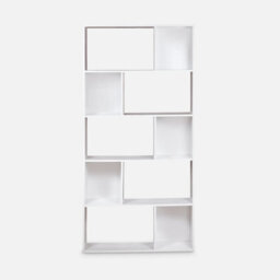 Sweeek. 5-Shelf Bookcase With 10 Compartments Pieter White 83X23.4X173 Cm - thumbnail 4
