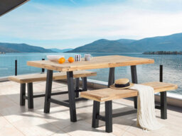 Beliani Garden Bench Scania 140 Cm Acacia Wood Black - thumbnail 2
