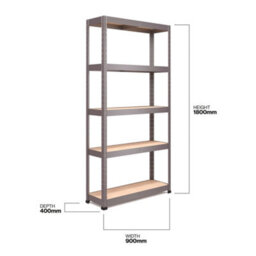 Rb Boss Garage Shelving Unit 5 Shelf Mdf Galvanised Steel (H)1800mm (W)900mm (D)400mm - thumbnail 3