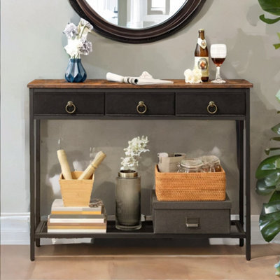 Rafaelo Mobilia Slim Console Table With 3 Non-Woven Drawers - image 1