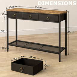 Rafaelo Mobilia Slim Console Table With 3 Non-Woven Drawers - thumbnail 9