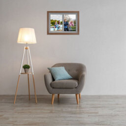 AK Frames 20X14 Walnut Modern Multi Photo Frame With Mid Grey Mount - Holds 2 Apertures (2X) A4 Photos - thumbnail 3