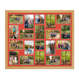 AK Frames 80X70Cm Country Pine Modern Multi Photo Frame With Poppy Red Mount - Holds 20 Apertures (18X) 6X4, (2X) 4X4 Photos