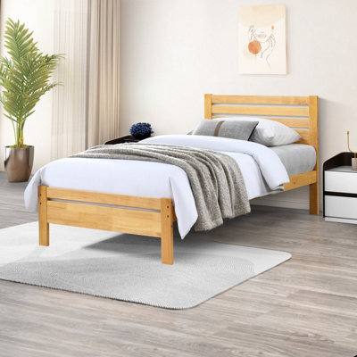 Furniturebox Uk Declan Oak Stain Solid Pine Single Bed Frame - image 1