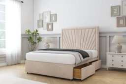 "Sloomy Somerset Sand Naples Divan Bed Base 2 Drawers Same Side With 26"" Strutted Headboard 4' Small Double" - thumbnail 4