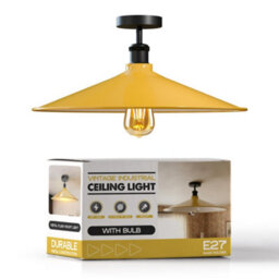 Industrial Kitchen Ceiling Lighting E27 Base Modern Metal Yellow Lampshade Easy To Fit Semi Flush Mount Ceiling Light