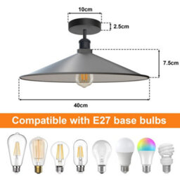 Industrial Kitchen Ceiling Lighting E27 Base Modern Metal 40Cm Yellow Lampshade Easy To Fit Semi Flush Mount Ceiling Light - thumbnail 3