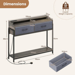 110Cm Console Table W/ Charging & 2 Drawers - thumbnail 2