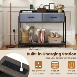 110Cm Console Table W/ Charging & 2 Drawers - thumbnail 3